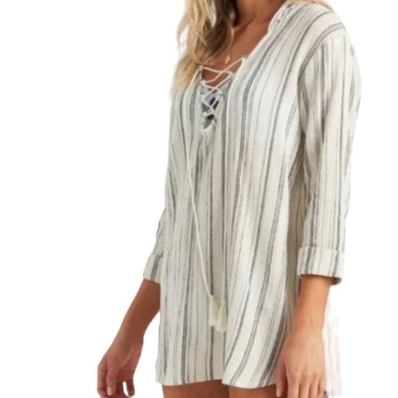 Billabong Tops - Billabong Grey Stripe Tunic/Coverup M
